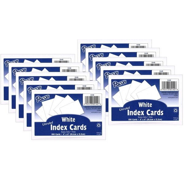 Pacon Index Cards, White, Unruled, 4in x 6in, PK1000 P5142